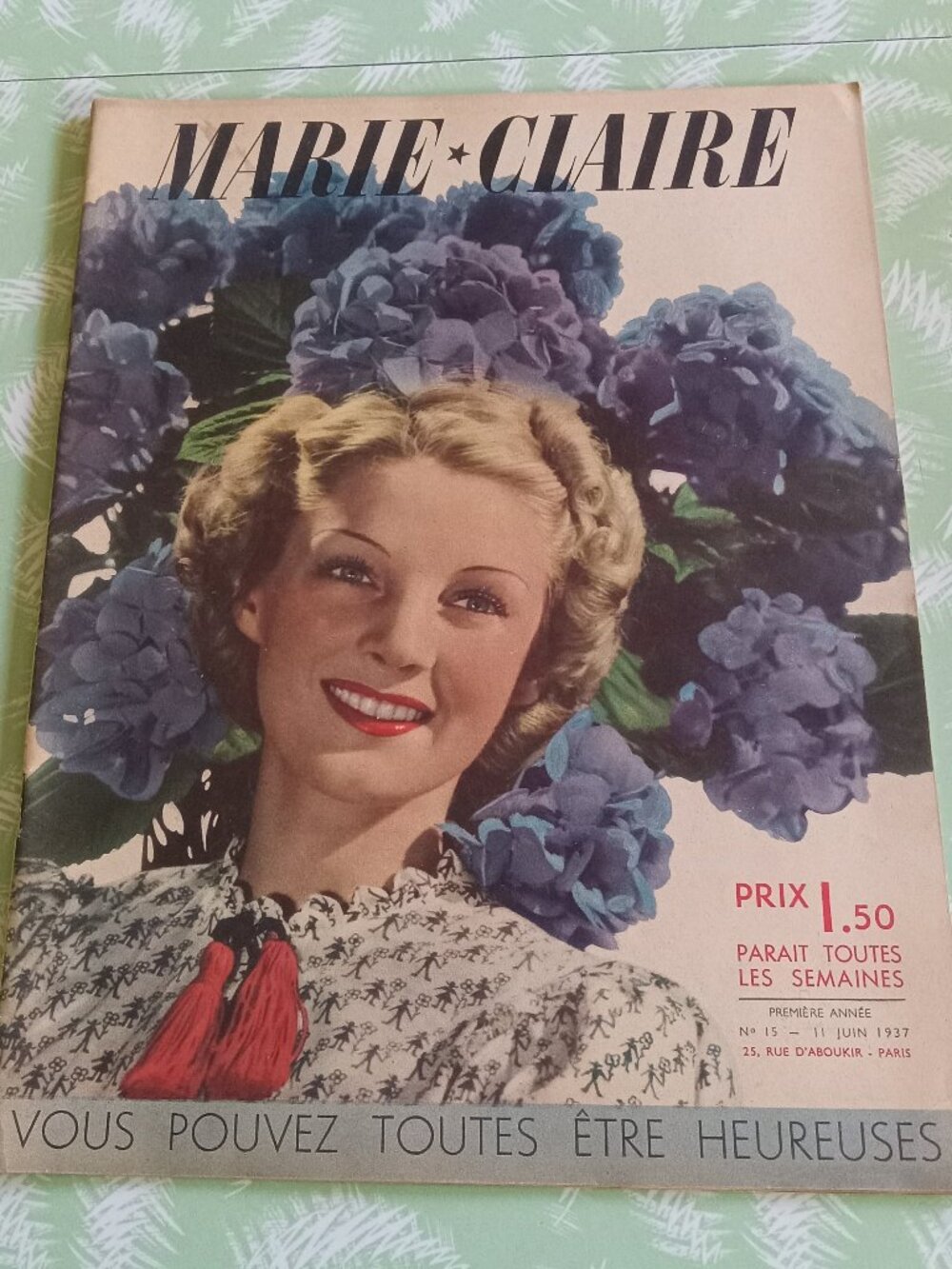 Vintage original 1937 fashion mode french magazine Marie-Claire